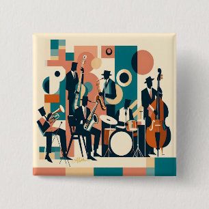 Badge Carré 5 Cm Sextet de l'ère jazz du milieu du siècle