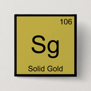 Badge Carré 5 Cm Sg - T-Shirt Symbole d'Élément de Chimie en Or Mas