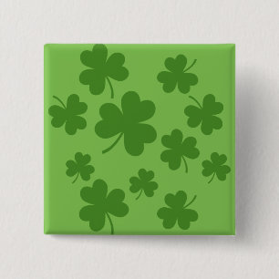 Badge Carré 5 Cm Shamrock de la Saint Patrick Motif Clover