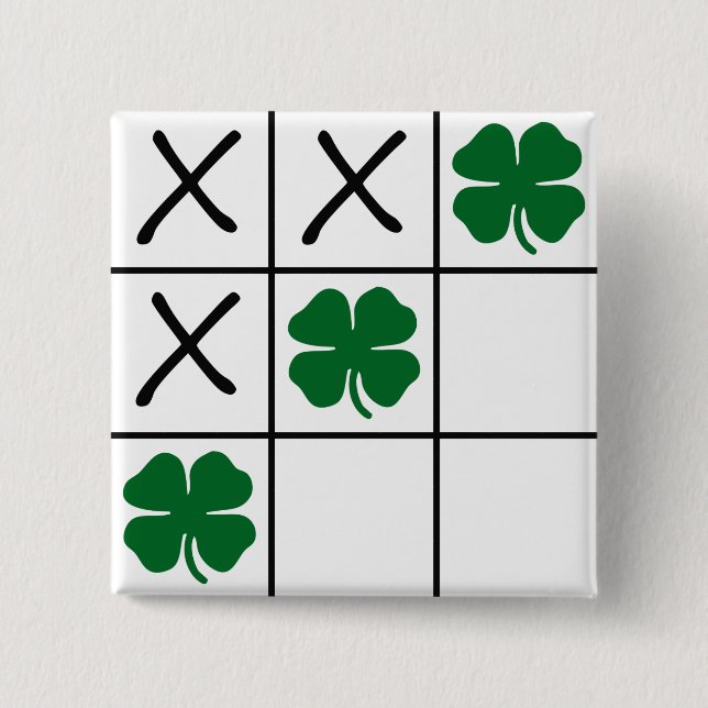 Badge Carré 5 Cm Shamrock Tic Tac Toe (Devant)