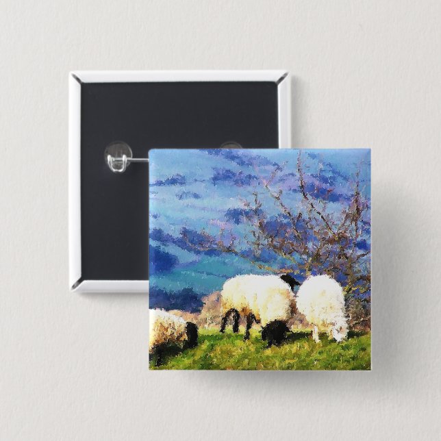 BADGE CARRÉ 5 CM SHEEP (Devant & derrière)