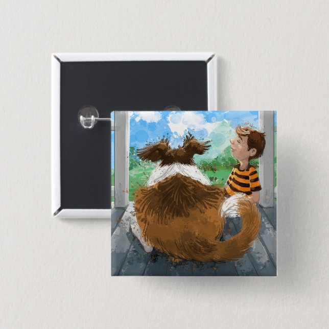 Badge Carré 5 Cm Sheldon et Davie Relaxing (Devant & derrière)