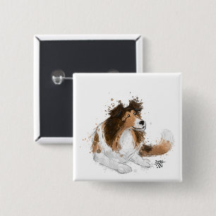 Badge Carré 5 Cm Sheldon the Sheltie