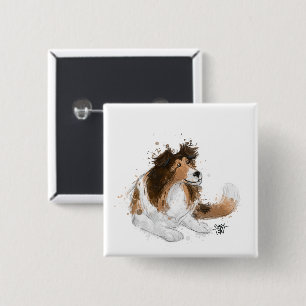 Badge Carré 5 Cm Sheldon the Sheltie