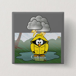 Badge Carré 5 Cm Shivering Rainy Day Penguin Thunder_Cove