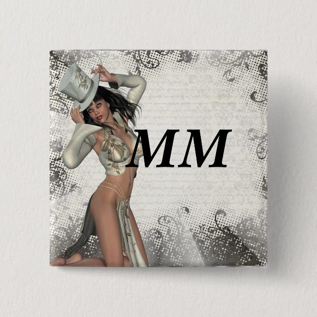 Badge Carré 5 Cm Shogirl en argent (Devant)