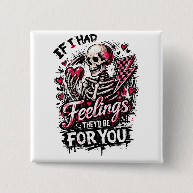 Badge Carré 5 Cm Si j'avais des sentiments, ils seraient pour toi C (Devant)