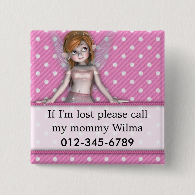 Badge Carré 5 Cm Si je suis bouton perdu (Devant)