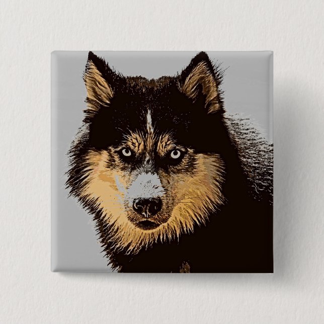 Badge Carré 5 Cm Siberian Husky (Devant)