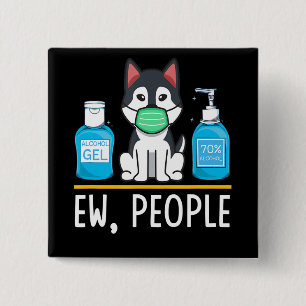 Badge Carré 5 Cm Siberian Husky Dog Face Mask And Hand Wash