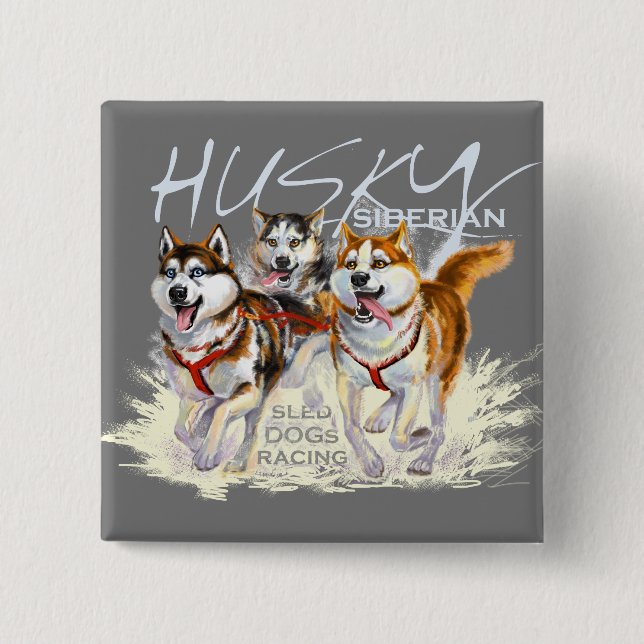 Badge Carré 5 Cm sibérien husky (Devant)