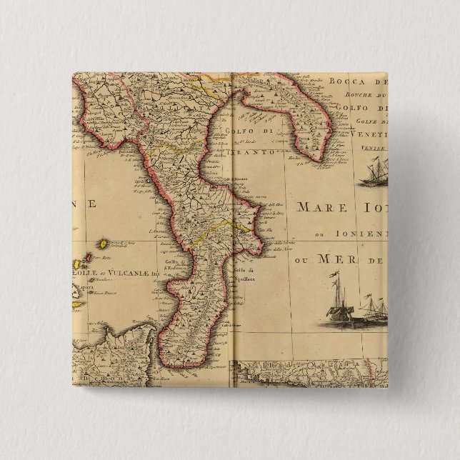 Badge Carré 5 Cm Sicile Italie (Devant)