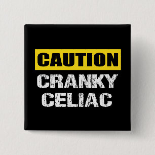 Badge Carré 5 Cm Signal d'avertissement Cranky Celiac