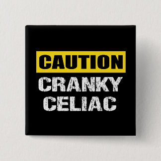 Badge Carré 5 Cm Signal d'avertissement Cranky Celiac
