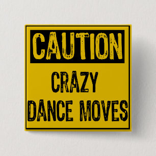 Badge Carré 5 Cm Signal de prudence - La danse folle se déplace jau