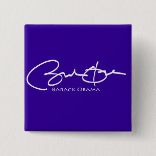 Badge Carré 5 Cm Signature d'Obama