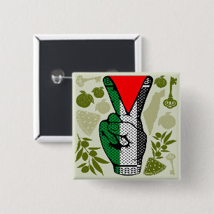 Badge Carré 5 Cm Signe de victoire à la main Résistance Symbole du