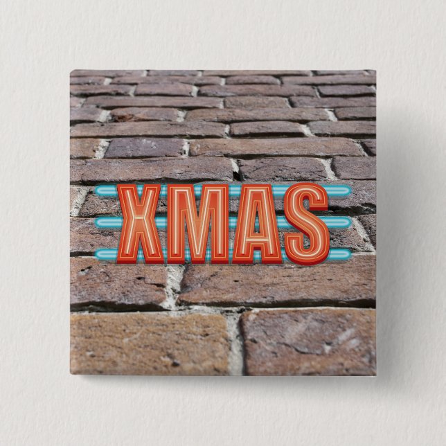 Badge Carré 5 Cm Signe XMAS (Devant)
