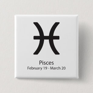 Badge Carré 5 Cm Signe zodiacal Poissons 19 février - 20 mars