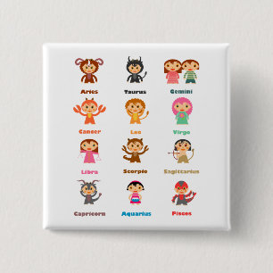 Badge Carré 5 Cm Signe zodiaque pour enfants