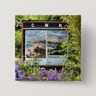 Badge Carré 5 Cm SIGNES DE LA GARE vintage