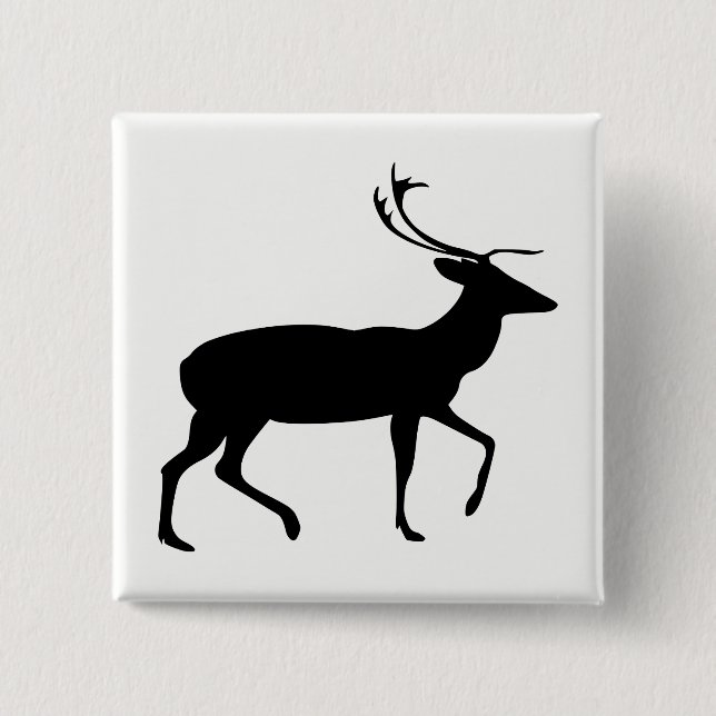 Badge Carré 5 Cm Silhouette de cerf (Devant)