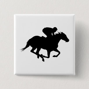 Badge Carré 5 Cm Silhouette de cheval de course