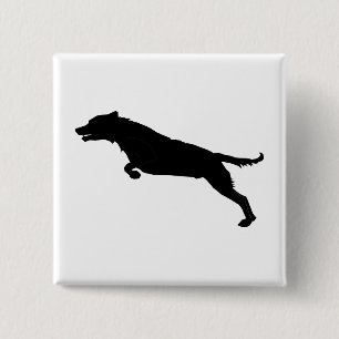 Badge Carré 5 Cm Silhouette de chien de saut