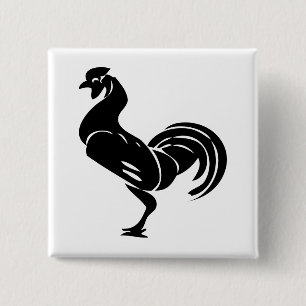 Badge Carré 5 Cm Silhouette de coq