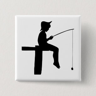 Badge Carré 5 Cm Silhouette de Fishing