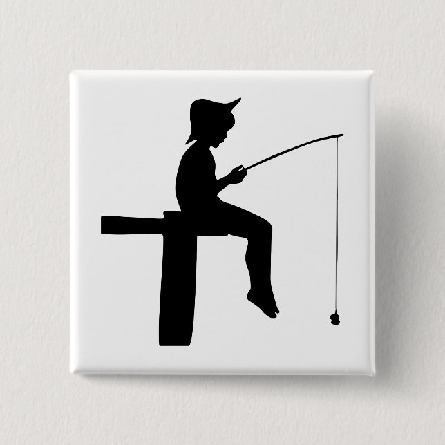 Badge Carré 5 Cm Silhouette de Fishing (Devant)