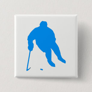Badge Carré 5 Cm Silhouette de hockey