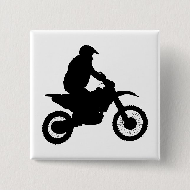 Badge Carré 5 Cm Silhouette de motocross (Devant)