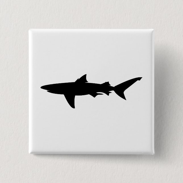 Badge Carré 5 Cm Silhouette de requin (Devant)