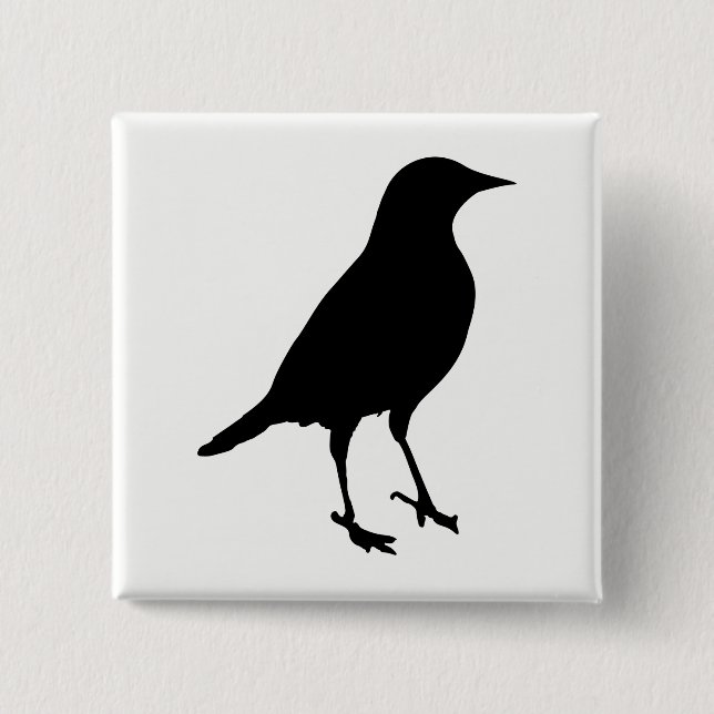 Badge Carré 5 Cm Silhouette des oiseaux (Devant)