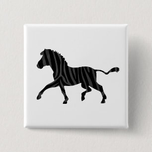Badge Carré 5 Cm Silhouette d'impression noir et gris Zebra