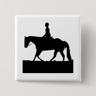 Badge Carré 5 Cm Silhouette du cheval