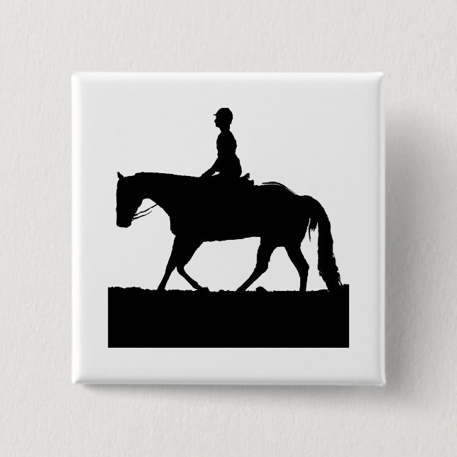 Badge Carré 5 Cm Silhouette du cheval (Devant)