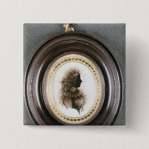 Badge Carré 5 Cm Silhouette d'une dame, peinte sur le verre convexe
