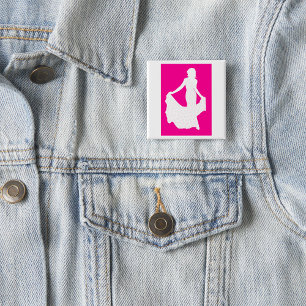 Badge Carré 5 Cm Silhouette élégante d'une femme en souffle