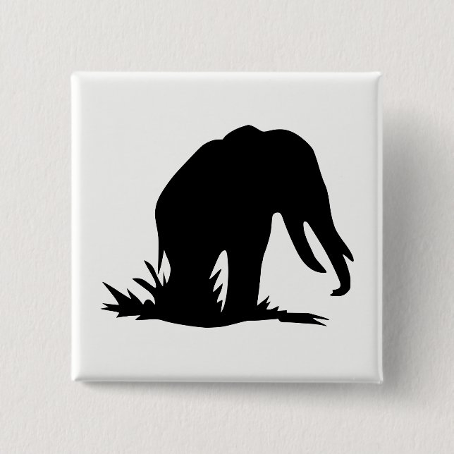 Badge Carré 5 Cm Silhouette éléphante (Devant)