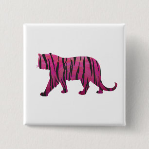 Badge Carré 5 Cm Silhouette Hot Pink and Black Tiger