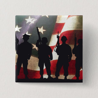 Badge Carré 5 Cm Silhouette militaire patriotique de soldat