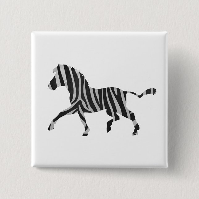 Badge Carré 5 Cm Silhouette noir et gris clair Zebra (Devant)