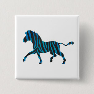 Badge Carré 5 Cm Silhouette noire et bleue Zebra