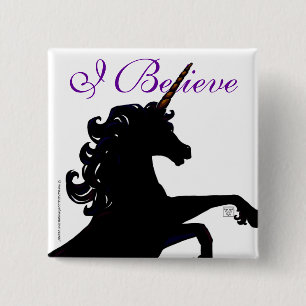 Badge Carré 5 Cm Silhouette Unicorne