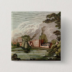 Badge Carré 5 Cm Silk Mill, Derby de monsieur Thomas Lombe's
