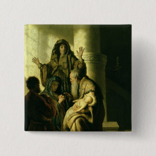 Badge Carré 5 Cm Simeon et Hannah dans le temple, c.1627