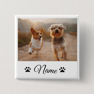 Badge Carré 5 Cm Simple coloré animal ajouter nom photo collage