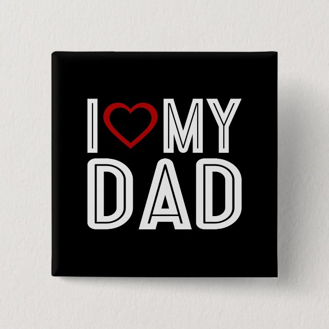 Badge Carré 5 Cm Simple J'Aime Le Coeur Ma Typographie Papa | Bouto (Devant)
